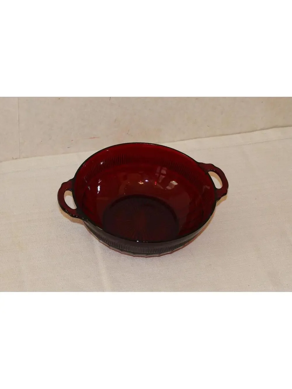 Vintage Anchor Hocking Ruby Red Coronation Large Bowl